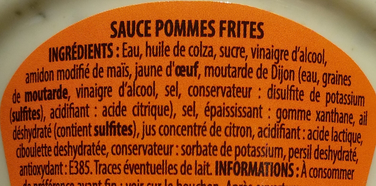 Sauce frites - Ingredients - fr