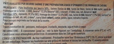 2 Feuilletés Épinards - Chèvre - Ingredients - fr
