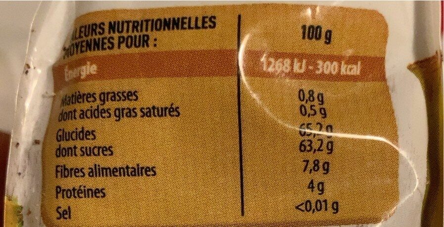 Bananes séchées - Nutrition facts - fr