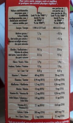 Crousti'miel - Nutrition facts - fr