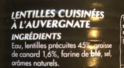 Lentilles Cuisinées à l'auvergnate - Ingrediënten - fr