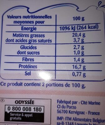 Hachés au saumon crème & ciboulette - Nutrition facts - fr