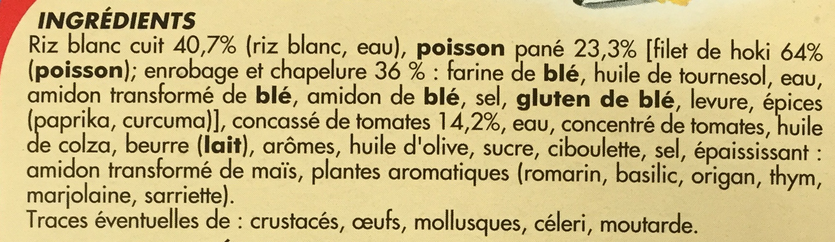 Poisson Pané et son Riz Tomaté - Ingrédients