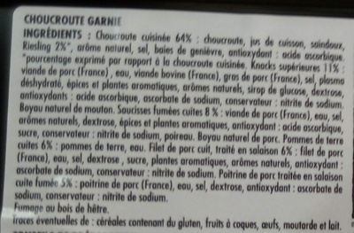 Véritable choucroute garnie d'Alsace au riesling - Ingrediënten - fr