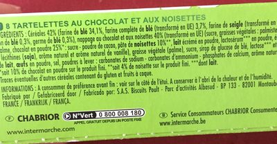 Tartelettes chocolat noisette - Ingredients - fr