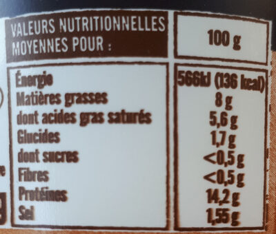 Cancoillotte de Franche Comte a l'ail, le pot de - Tableau nutritionnel