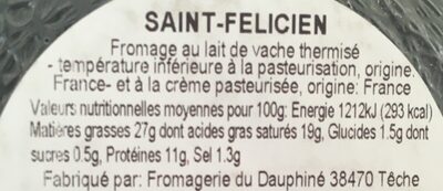 Saint félicien - Ingredients - fr