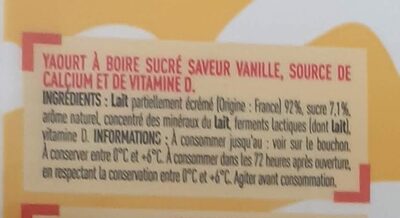 Yaourt à boire vanille - Ingredients - fr