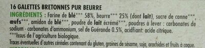 Galettes bretonnes pur beurre bio - Ingredientes - fr