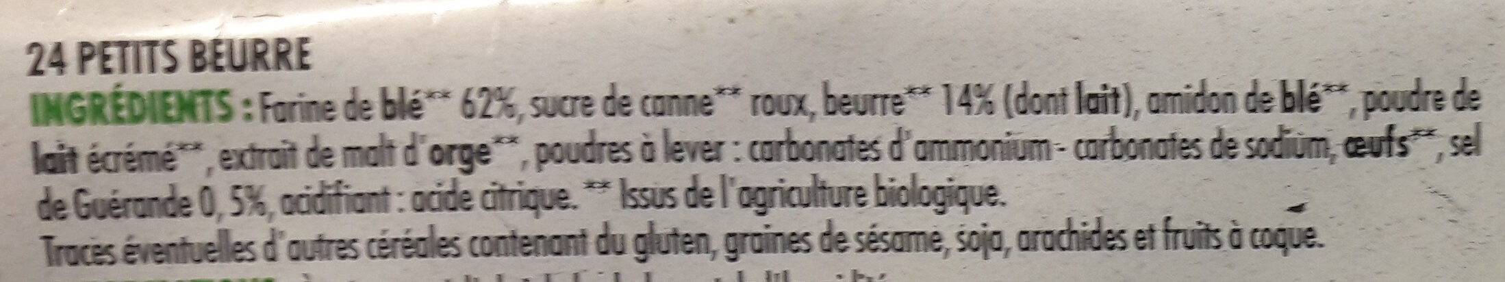 Petit beurre - 200g BIO - Ingrédients