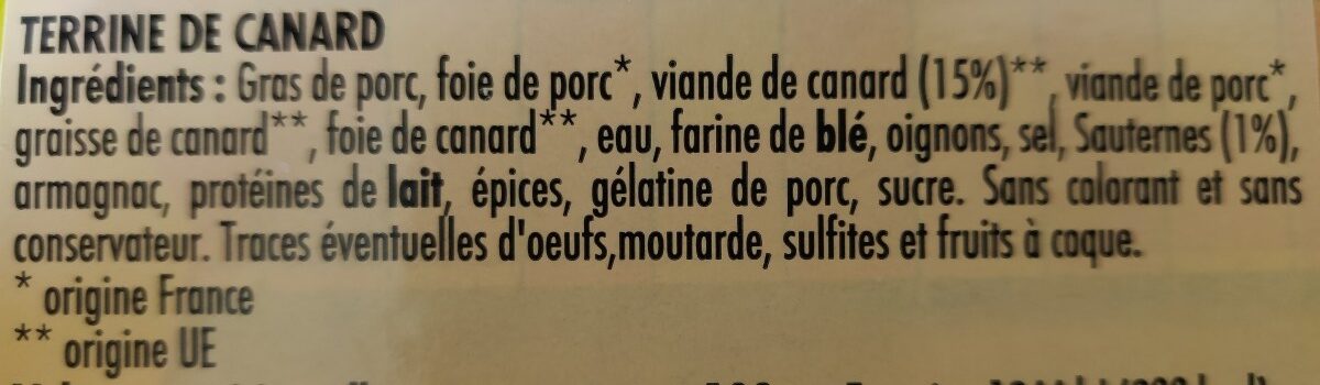 Terrine de canard - Ingredients - fr