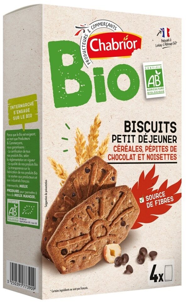 Biscuits petit déjeuner cereales noisettes et pepites de chocolat bio - Product - fr
