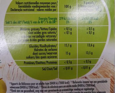 Dessert de fruits pomme allégé en sucre bio - Nutrition facts - fr