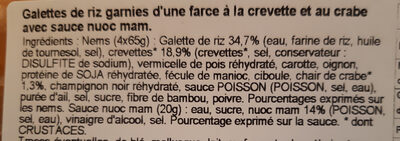 Nems crevette crabe + sauce nuoc mam - Ingredienser - fr