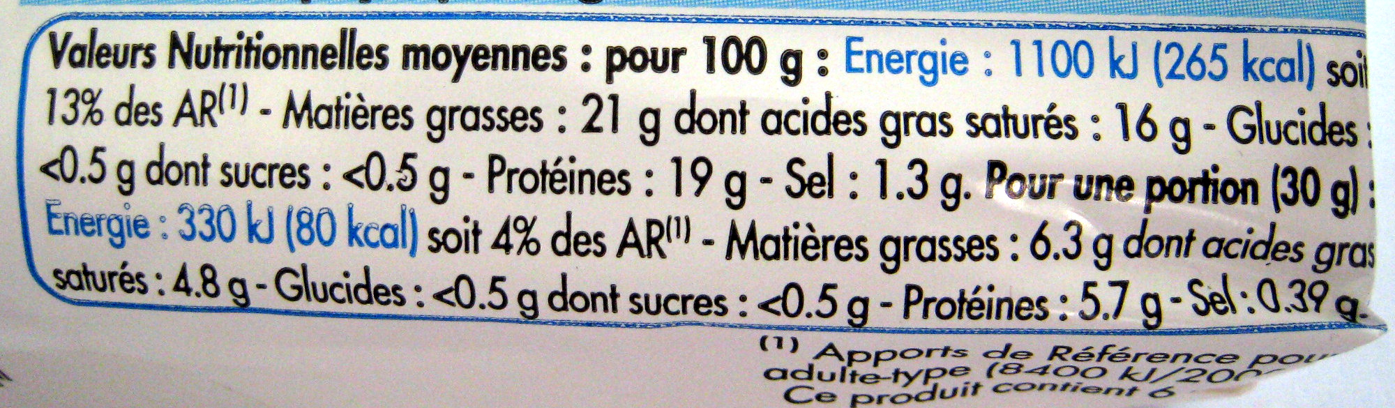 Bûche de chèvre (21 % MG) - Nutrition facts - fr