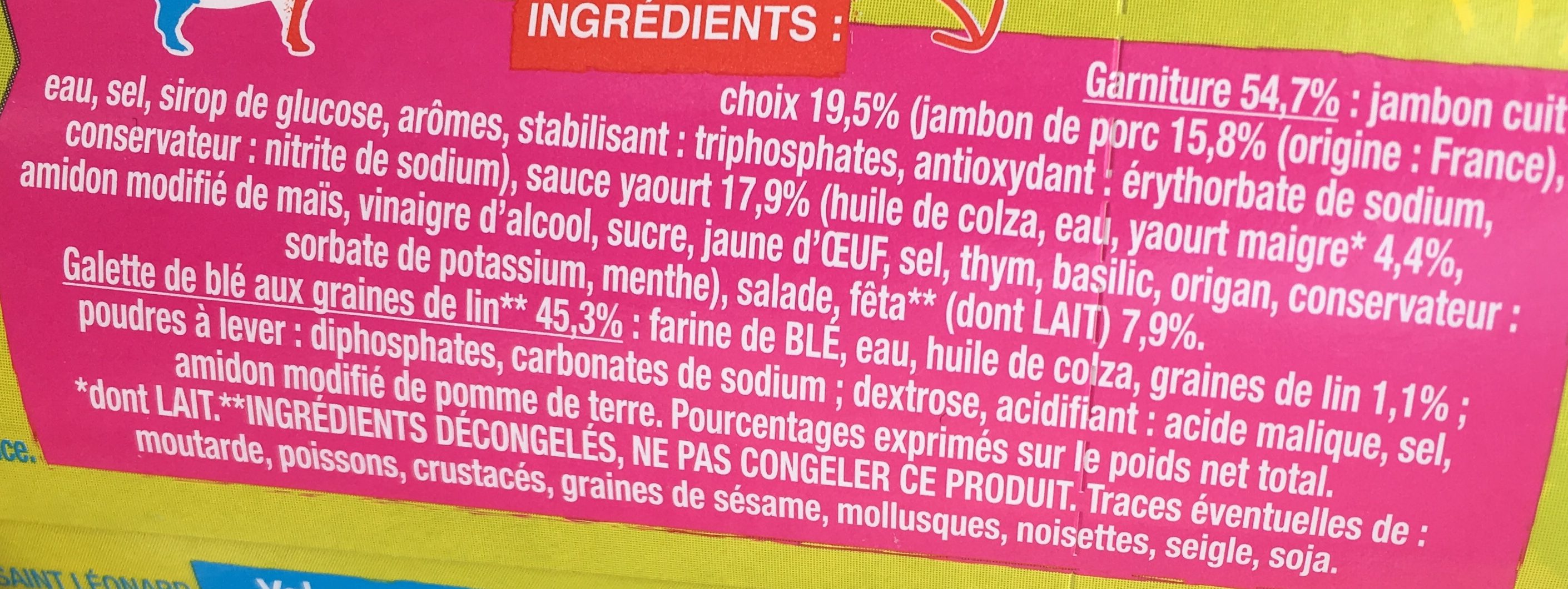 Wrap Jambon Feta sauce yaourt - Ingrédients