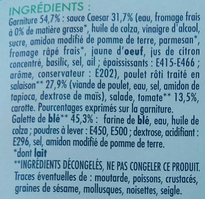 Wrap Poulet crudités sauce Caesar - المكونات - fr