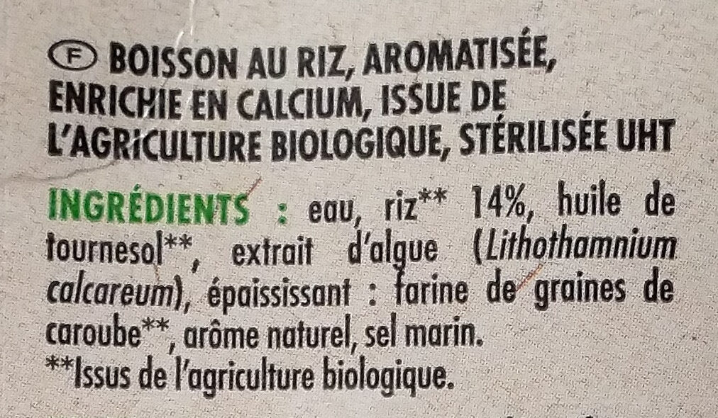 Boisson riz nature - Ingrédients