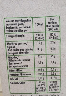 Boisson végétale au riz BIO 1L - Voedingswaarden - fr