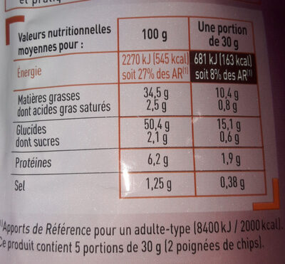 Chips saveur barbecue - Nährwertangaben - fr