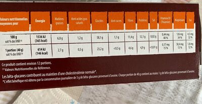 Flocons d'avoine - Wartości odżywcze - fr