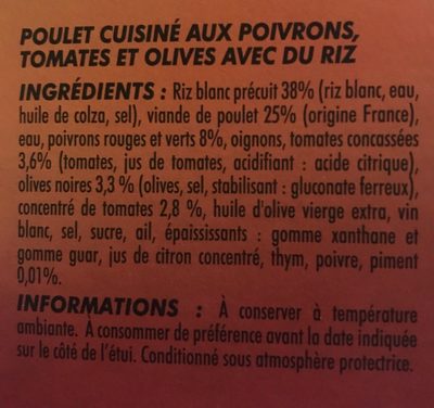 Poulet basquaise et riz - Ingredients - fr