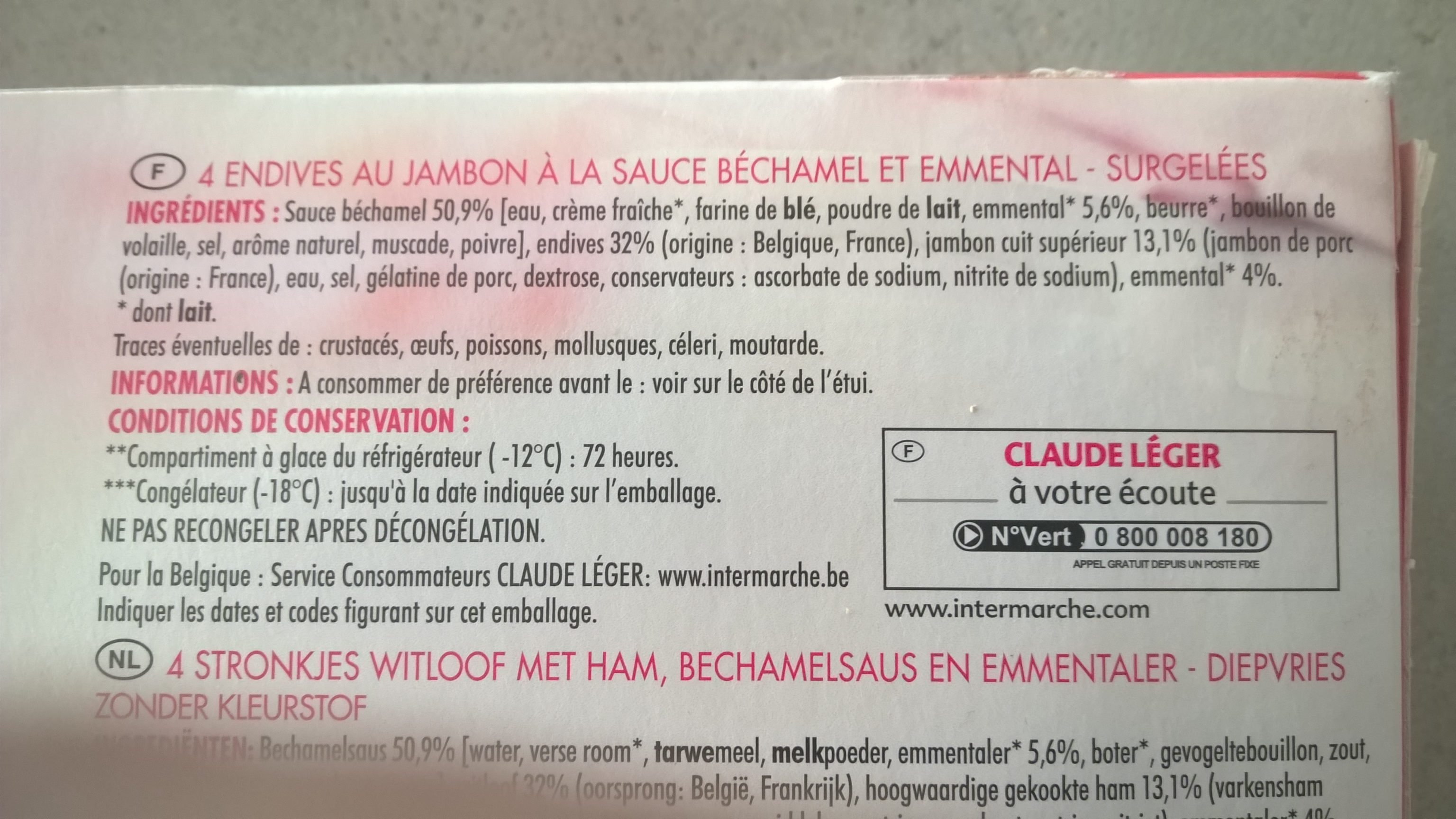 Endives au jambonSauce béchamel et emmental - Produkt - fr
