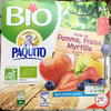 Purée de fruits Bio sans sucres ajoutés 4 x 100g Pomme fraise myrtille, BIO - Produkt