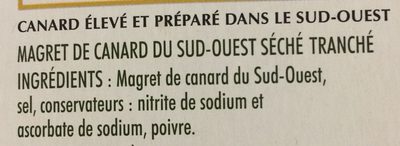 Magret de canard du Sud-Ouest séché en tranches - Ingrediënten - fr