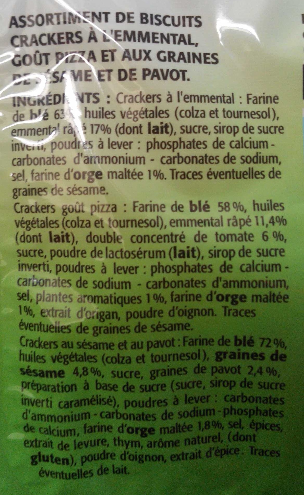 Coffret de biscuits crackers - Ingredients - fr