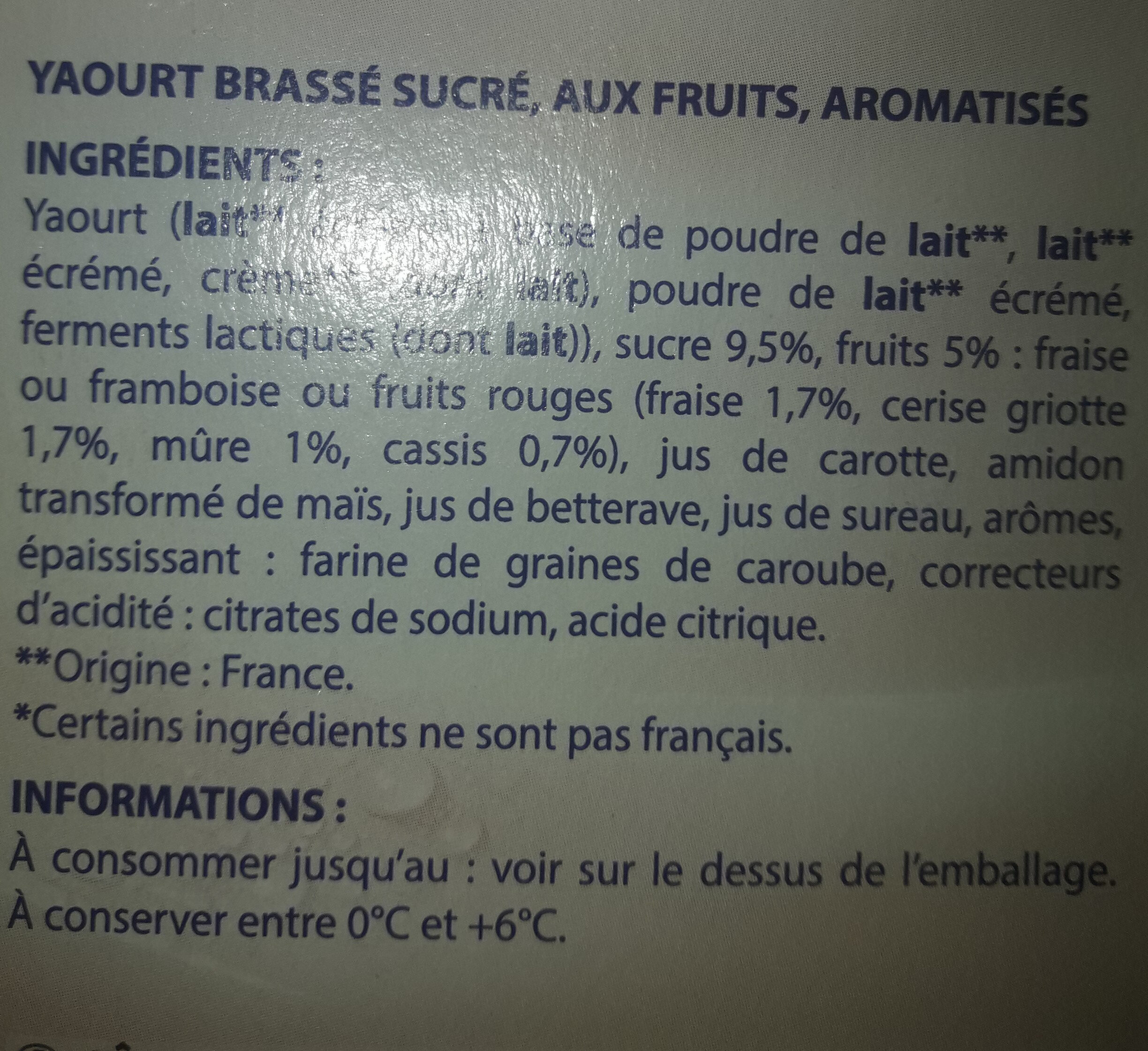 Onctueux aux fruits mixés - Ingredients - fr