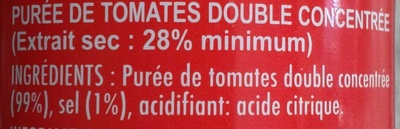 Double concentré de tomates - Ingrédients