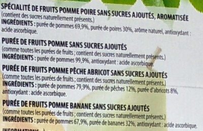 Compotes de fruits panaché sans sucres ajoutés - Ingredienti - fr