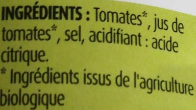 Tomates entières pelées au jus bio - Ingredients - fr
