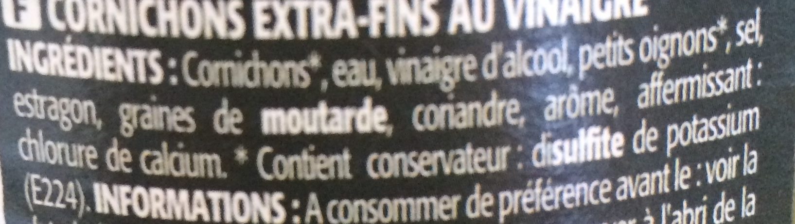 Les cornichons extra-fins - Ingrediënten - fr