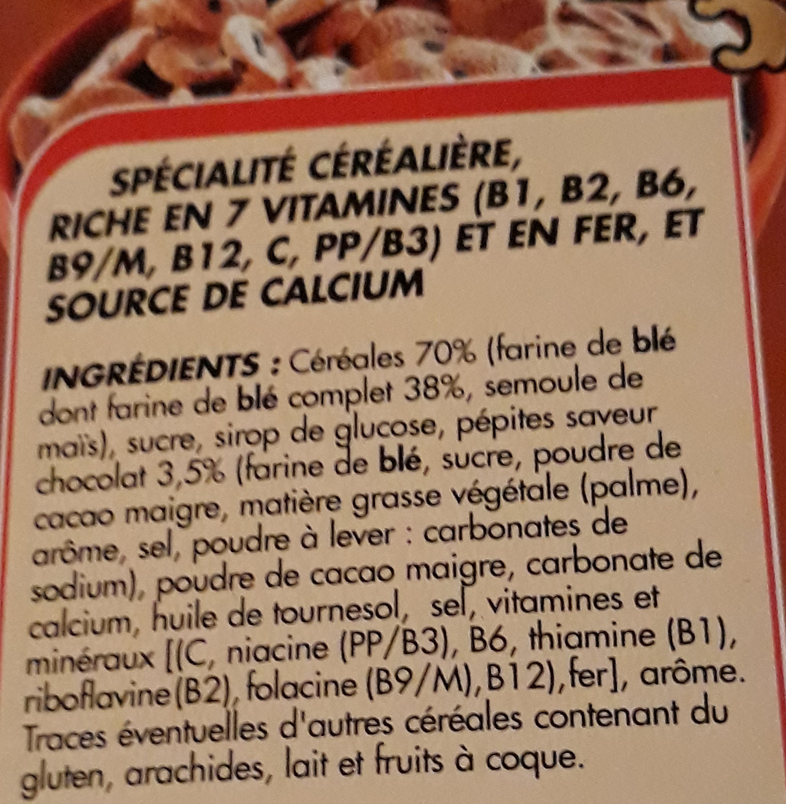 Crousti' cookie 375g - Ingredientes - fr
