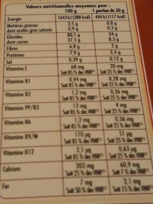 Crousti' cookie 375g - Nutrition facts - fr