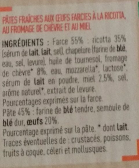 Petit Girasole - Chèvre et Miel - Ingredientes - fr