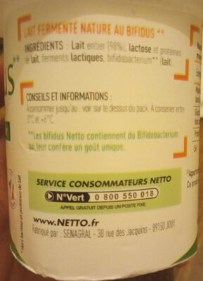 Bifidus nature - Ingredients - fr
