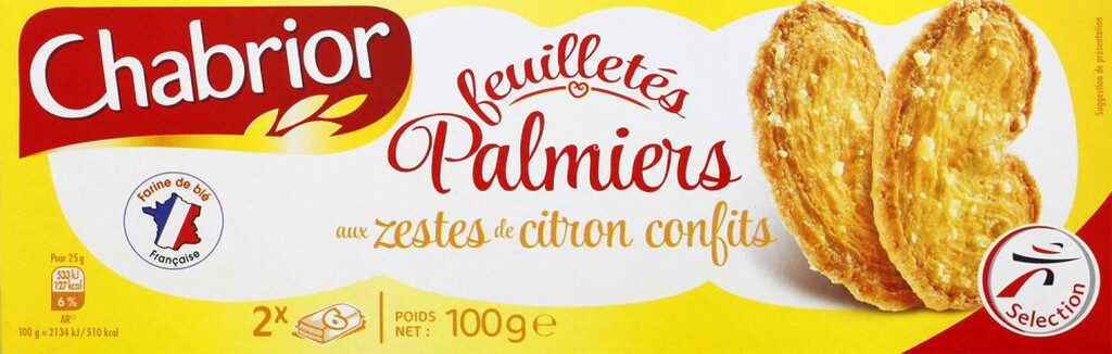 Biscuits feuilletés palmiers zestes de citrons - Producto - fr