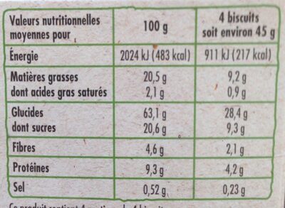 Biscuits sésame bio - Nutrition facts - fr