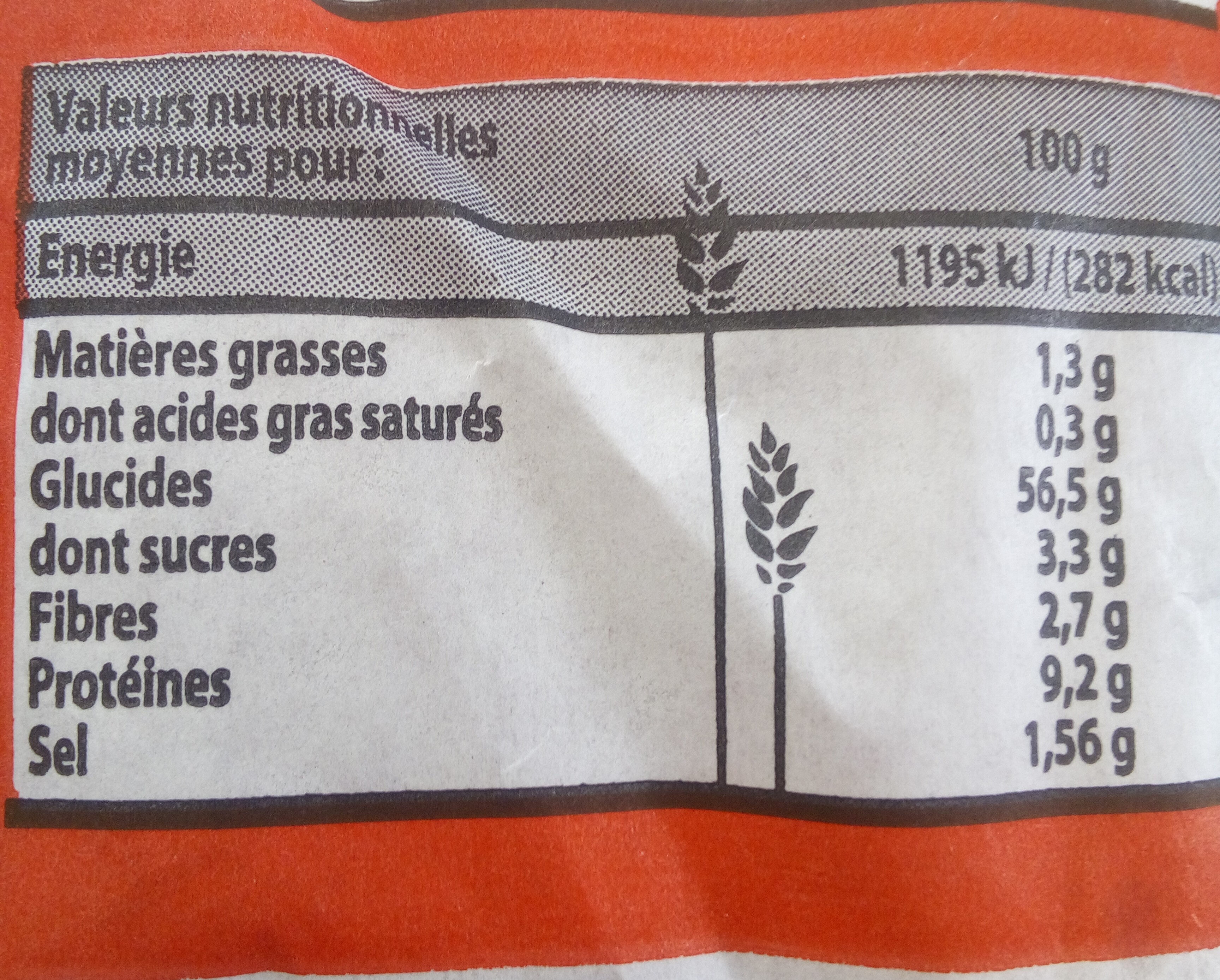 La Fournée Campanière - Label Rouge - Baguette à base de farine - Nutrition facts - fr