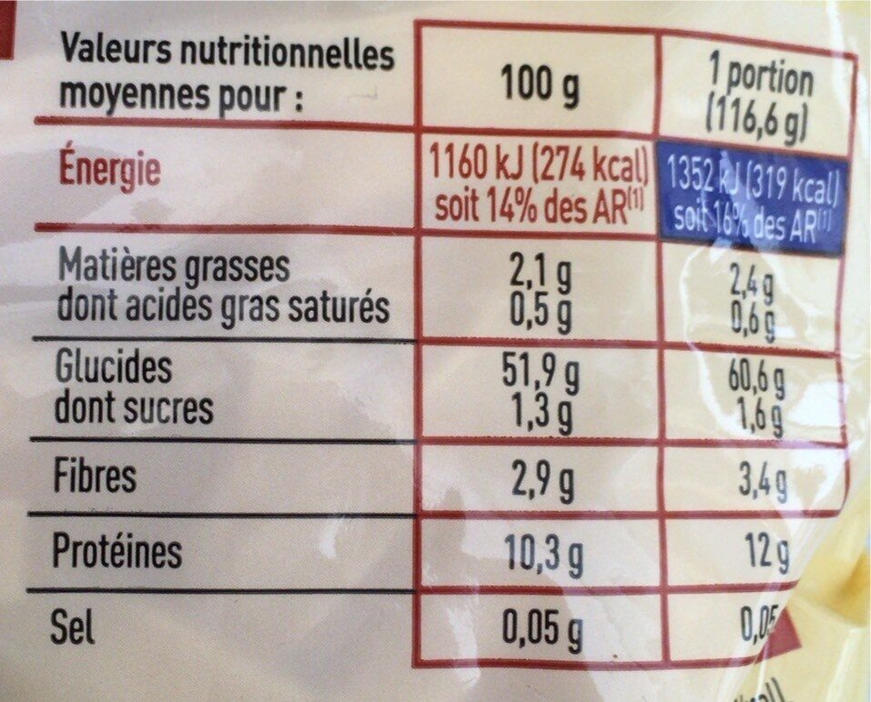 Tagliatelles fraîches - Voedingswaarden - fr