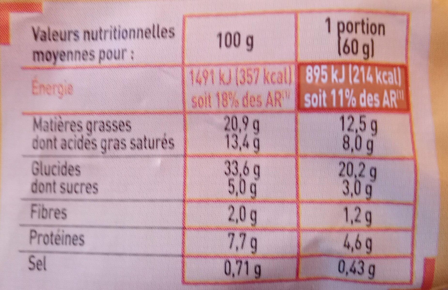 8 croissants pur beurre prêt a cuire - Nutrition facts - fr