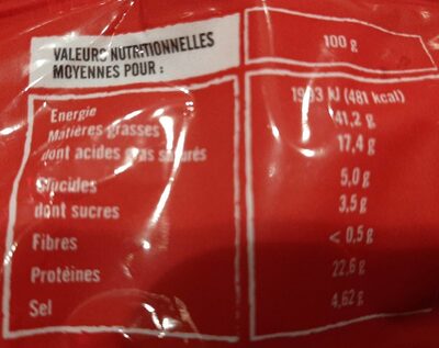 Chorizo au piment d'Espagne doux - Nutrition facts - fr
