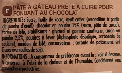 Fondant au Chocolat - Ingredienser - fr