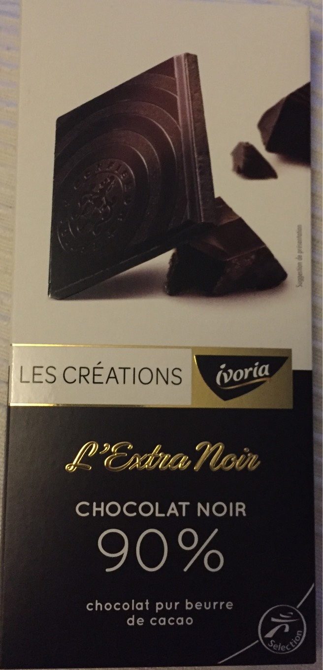 Les Créations Ivoria L'Extra Noir chocolat noir 90% la tablette de 100 g - Product - fr