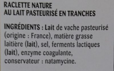Raclette nature intermarché - Ingredients - fr