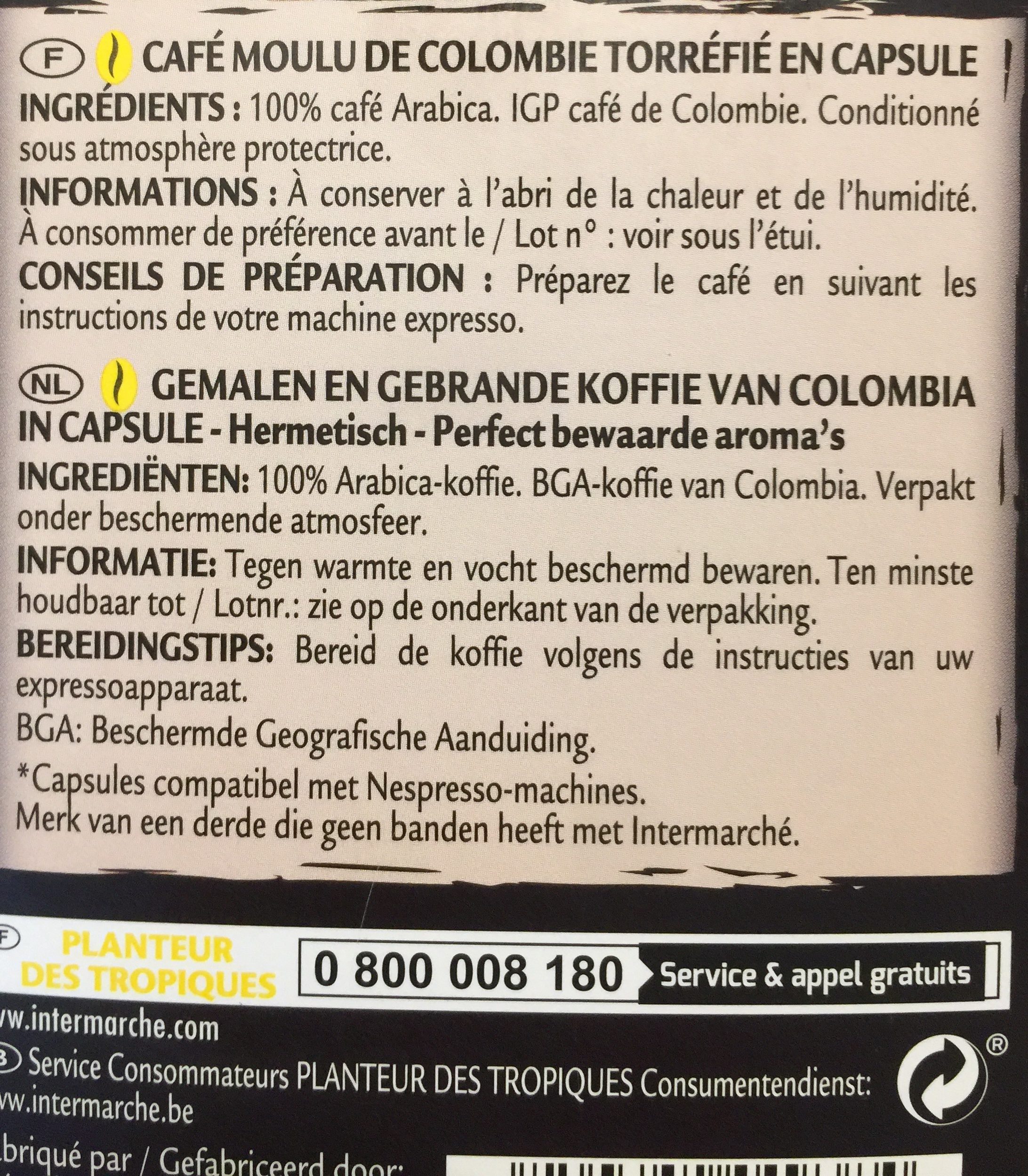 Expresso colombie - Ingredients - fr