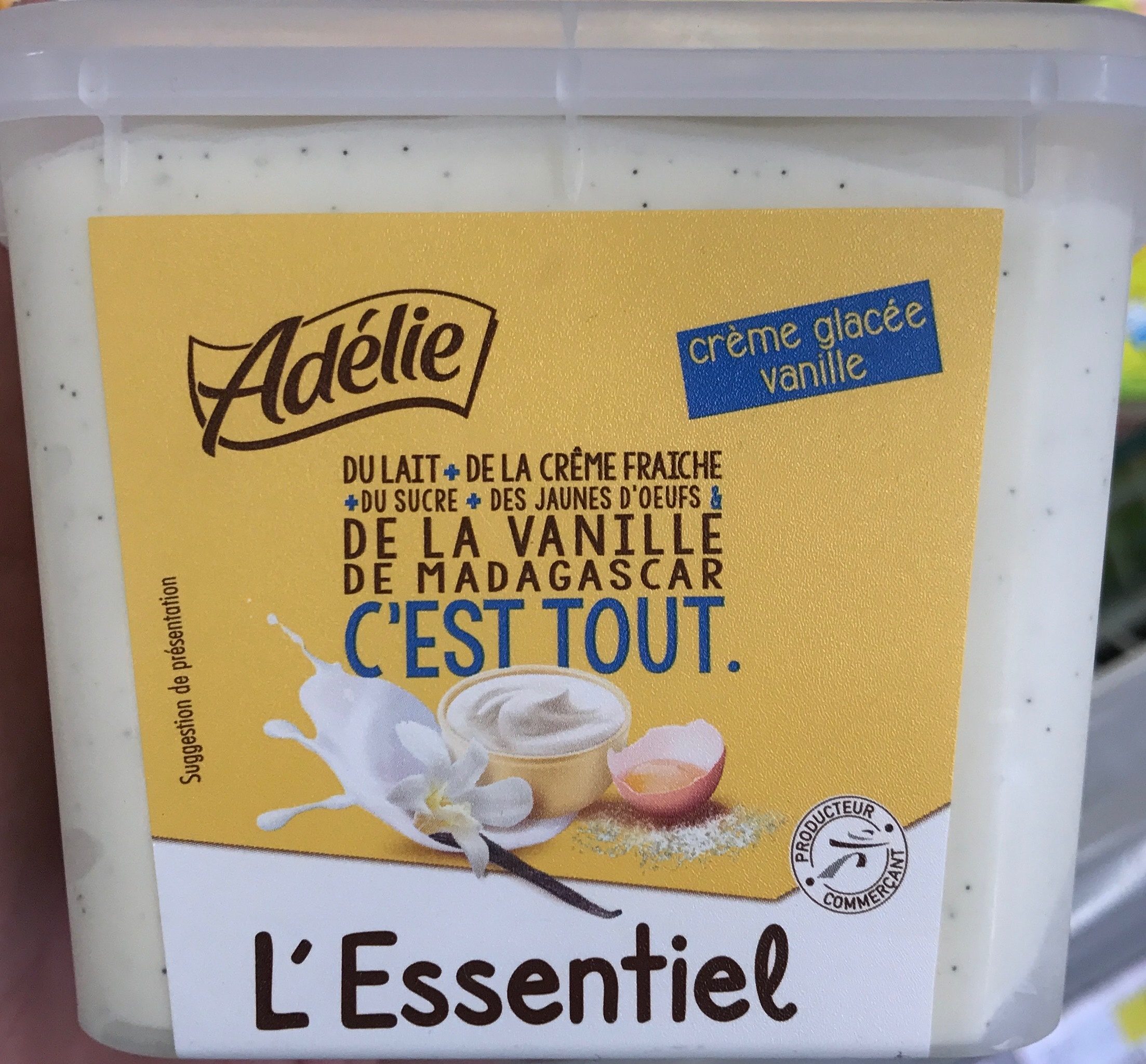Adélie L'Essentiel Crème glacée vanille le bac de 500 - Product - fr